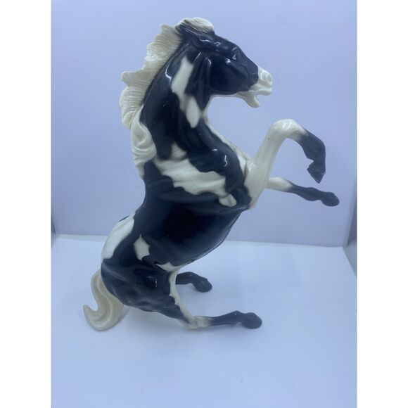 VINTAGE HARTLAND FIGHTING MUSTANG STALLION BLACK WHITE REARING HORSE - Picture 6 of 12